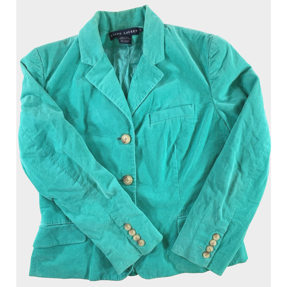 Ralph Lauren Rugby Jacket Cotton Teal Blazer Size 10 - Picture 2 of 12